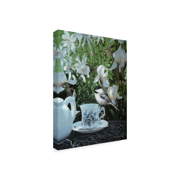 Ron Parker 'Chickadee And Teacup' Canvas Art,35x47